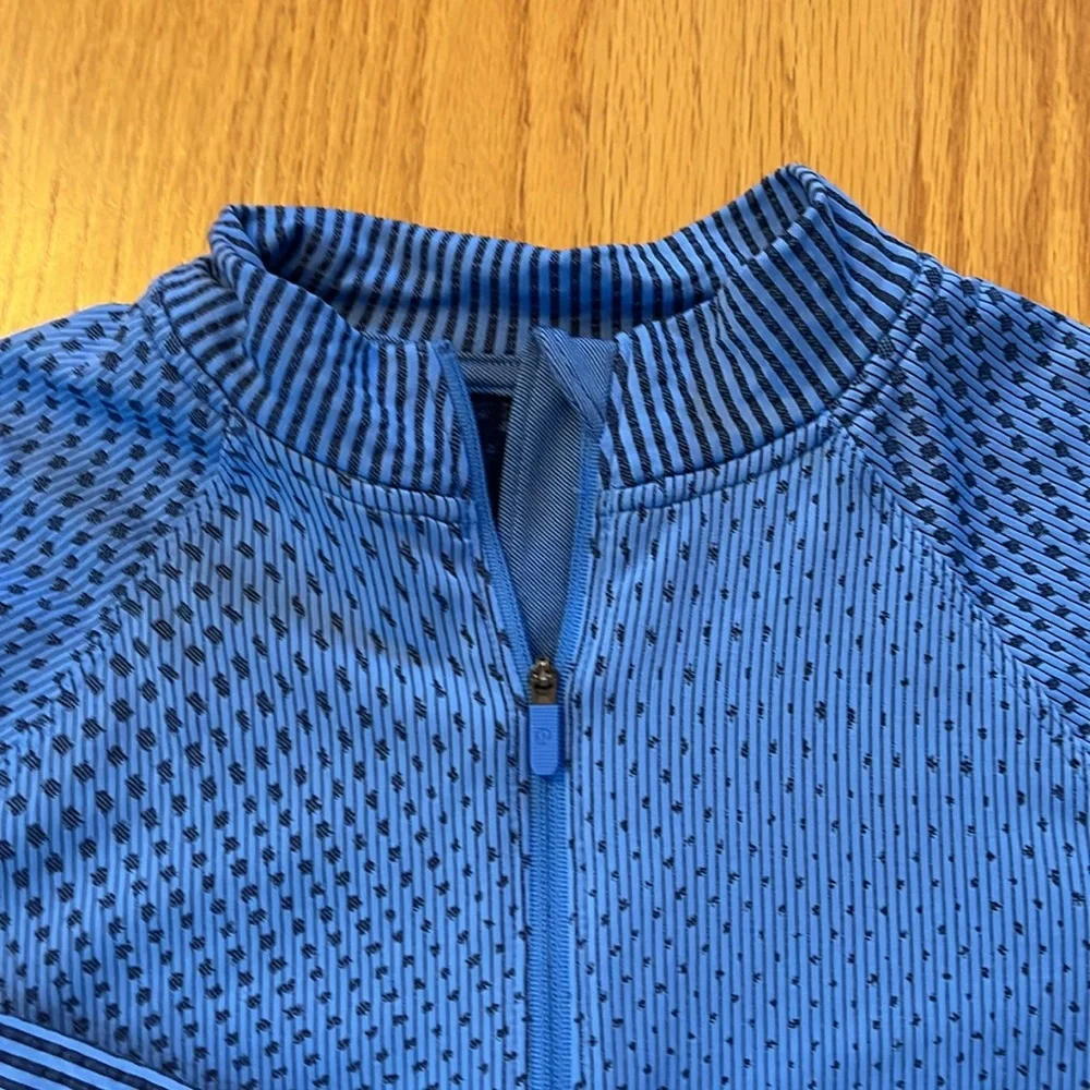 Lululemon restless pullover cropped half zip grid warp blue Nile/night sea 4/6